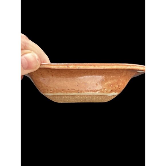 Set of 2 Vintage Hand Thrown Stoneware Art Pottery Soap Dish & Cup Speckled - Picture 3 of 13